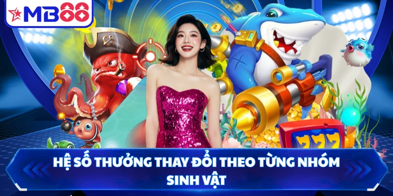 Hệ số thưởng thay đổi theo từng nhóm sinh vật